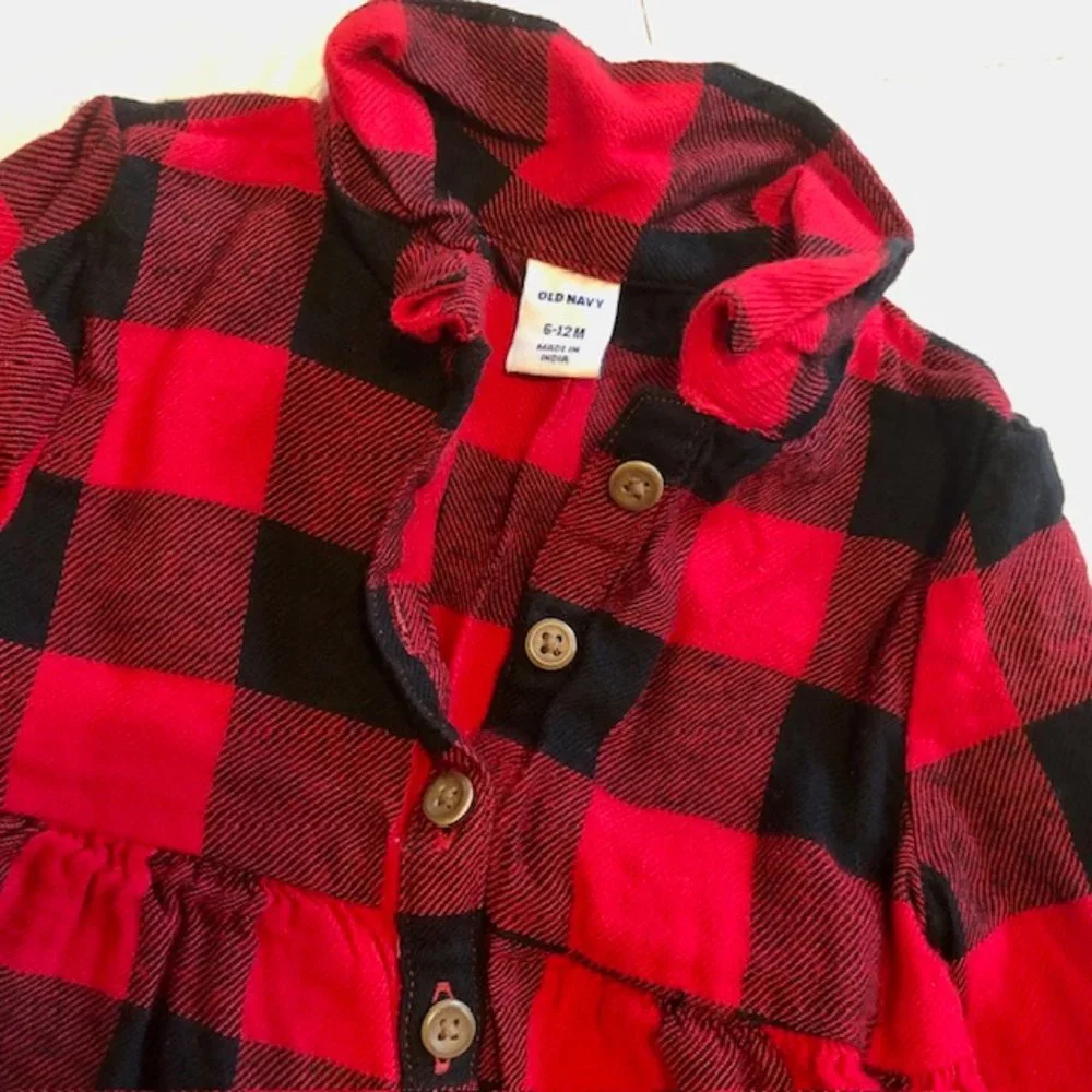 Buffalo Plaid Dress Size 6-12M - Picture 2 of 3